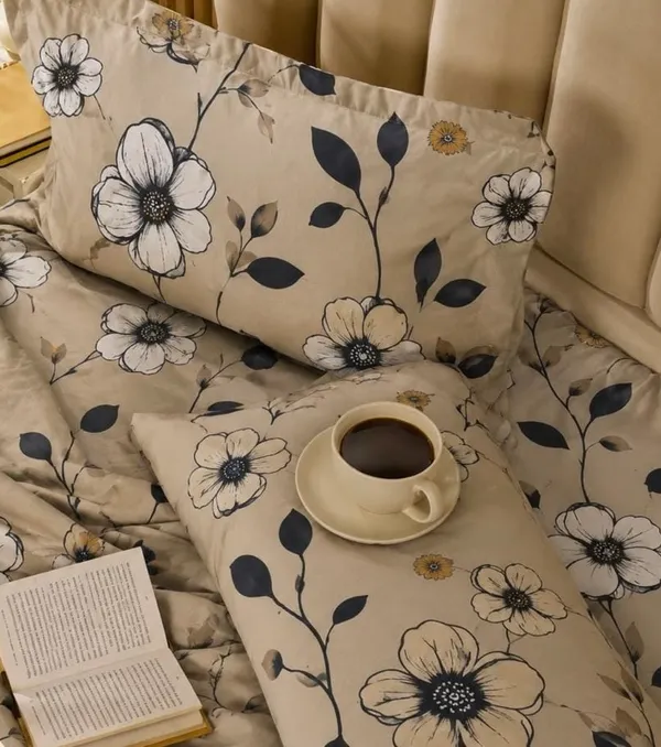 Beige_Floral_Print_Flat_Bedsheet