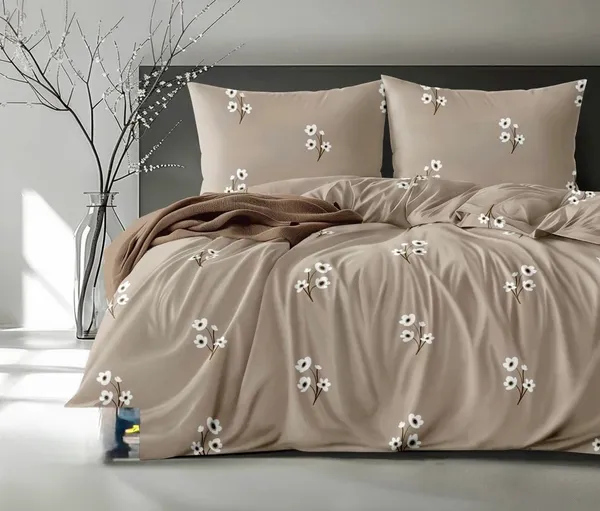 Beige_Floral_Print_Flat_Bedsheet_Set
