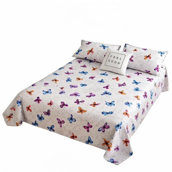 White_Cotton_Butterfly_Print_Bedsheet_Set