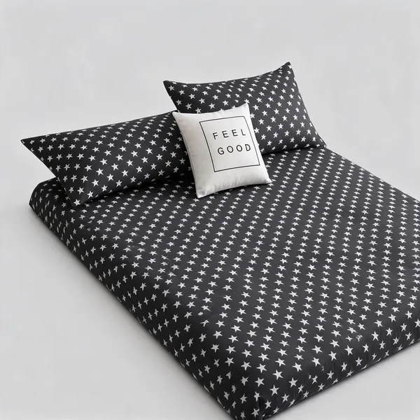 Grey_Cotton_Contemporary_Star_Print_Bedsheet_Set