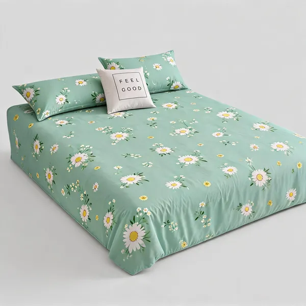 Mint_Green_Cotton_Daisy_Floral_Print_Mint_Bedsheet_Set