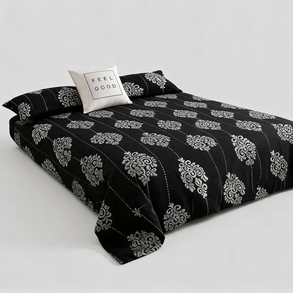 Black_Cotton_Contemporary_Damask_Print_Bedsheet_Set