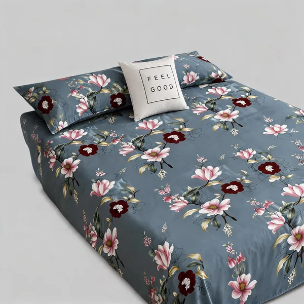 Blue_Cotton_Floral_Print_Double_Bedsheet_Set