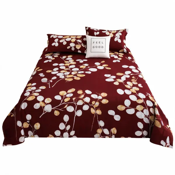 Maroon_Cotton_Botanical_Leaf_Print_Double_Bedsheet_Set