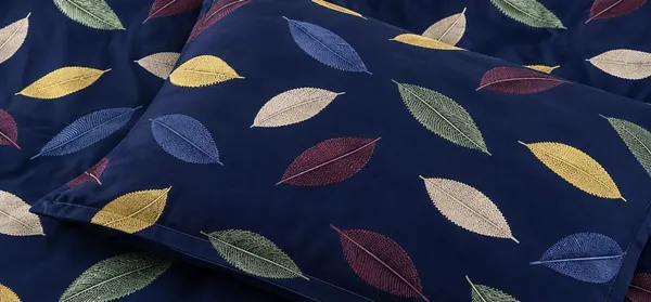Navy_Multicolour_Leaf_Print_Flat_Bedsheet