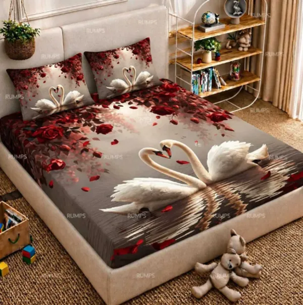 Premium_Cotton_7D_Swan_Love_Flat_King_Bedsheet_with_2_Pillow_Covers