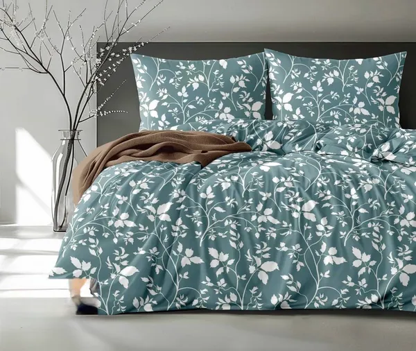 Teal_Floral_Print_Flat_Bedsheet_Set