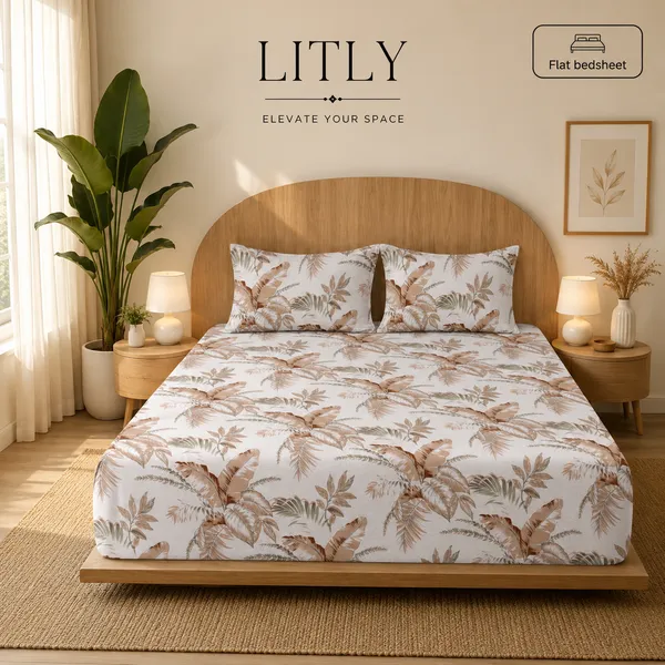 Botanical_Floral_Print_King_Size_Flat_Bedsheet_Set