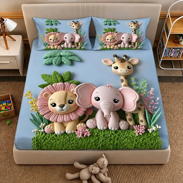 Blue_Jungle_Animal_3D_Print_King_Size_Bedsheet_Set