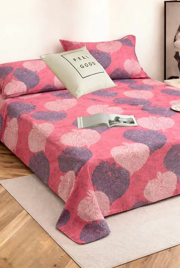 Pink_Floral_Print_Double_Bedsheet