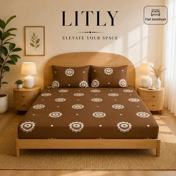 Brown_Floral_Print_Flat_Bedsheet