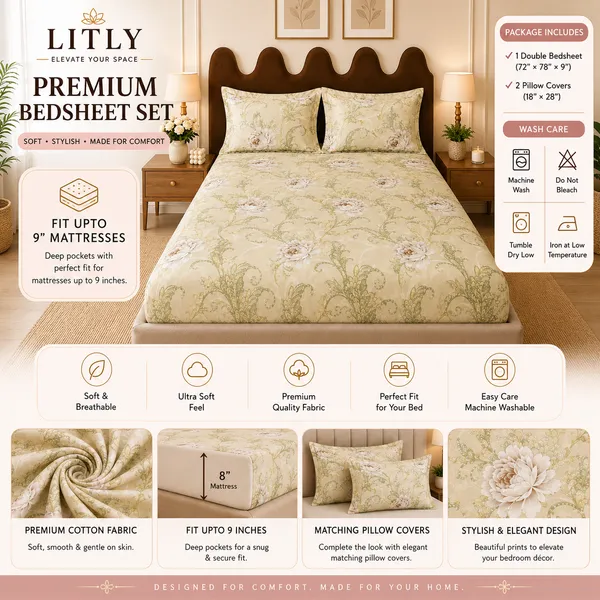 Cotton_Floral_Print_Double_Bedsheet_Set