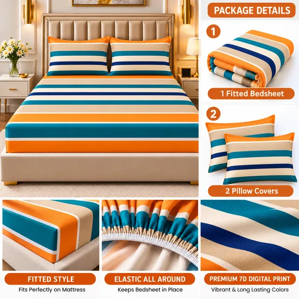 Premium_Cotton_Strip_Print_Elastic_Fitted_King_Bedsheet_with_2_Pillow_Covers_(72x78_Upto_8_Inches)_&_360_Degree_Elasticated