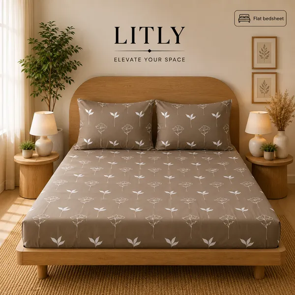 Brown_Botanical_Print_Flat_Bedsheet