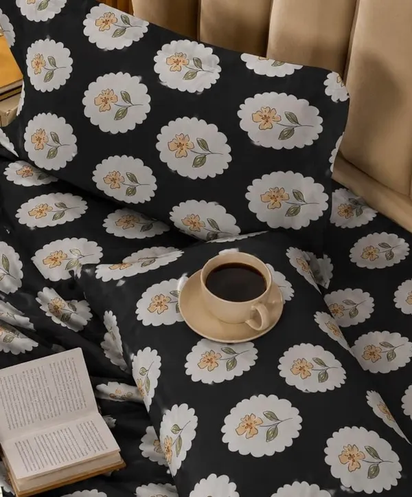Black_Floral_Print_Flat_Bedsheet