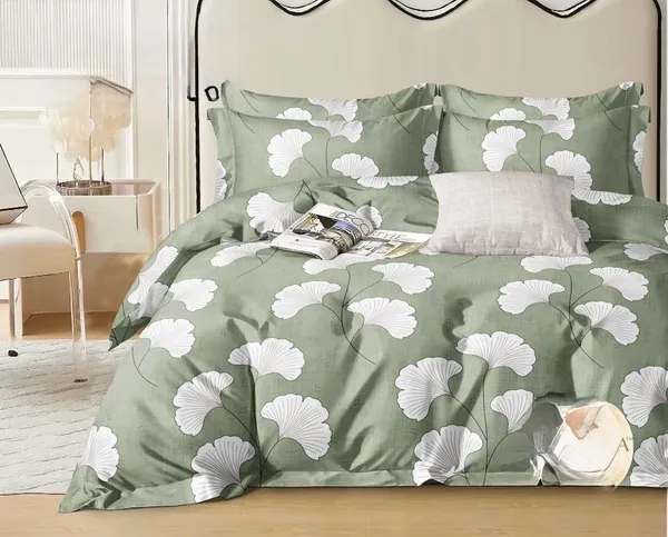 Green_Botanical_Floral_Print_Flat_Bedsheet_Set