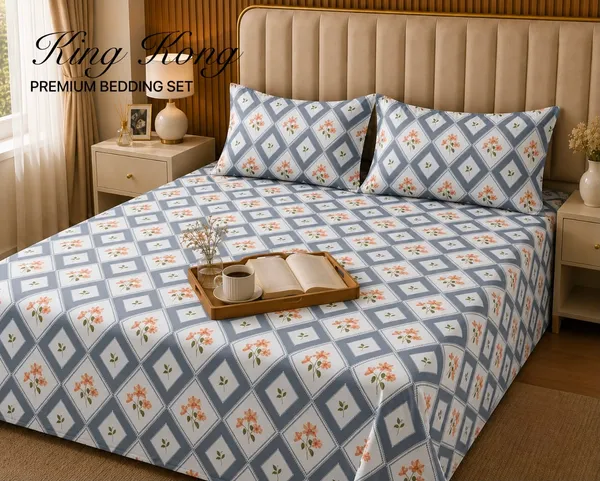 Geometric_Floral_Print_King_Size_Bedsheet_Set