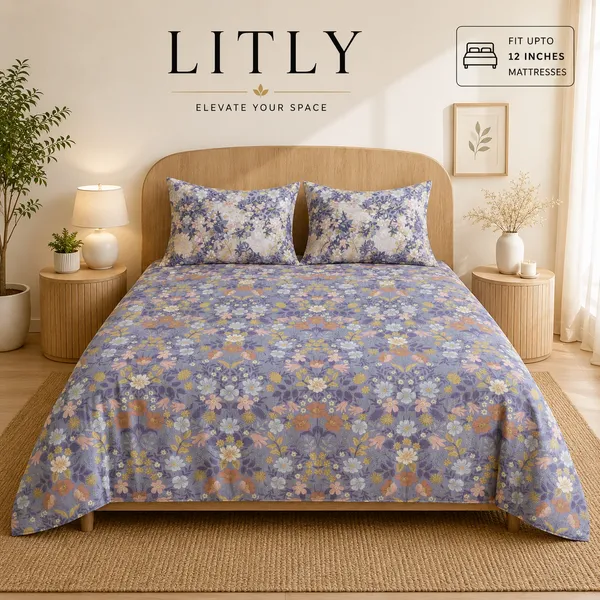 Purple_Cotton_Floral_Print_Double_Bedsheet_Set