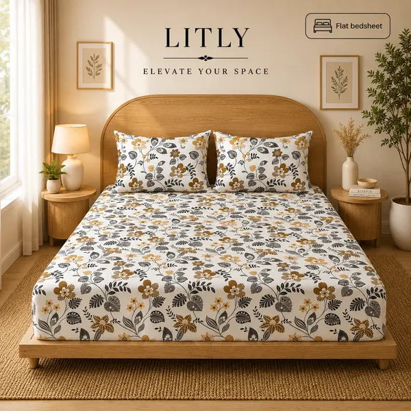 Litly_Floral_Print_Flat_Bedsheet