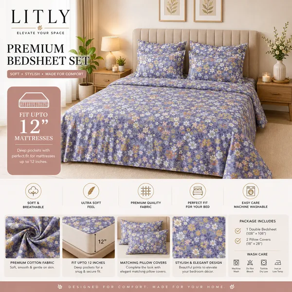 Purple_Cotton_Floral_Print_Double_Bedsheet_Set