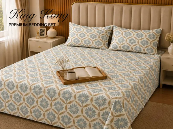 King_Size_Floral_Print_Flat_Bedsheet_Set