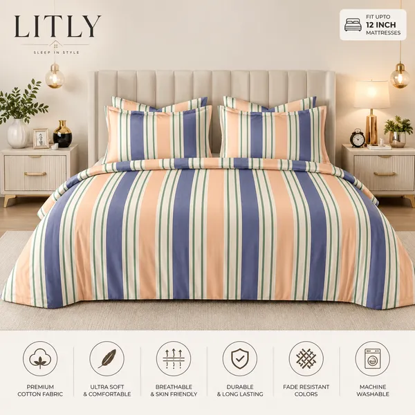 Cotton_Modern_Striped_Double_Bedsheet_Set