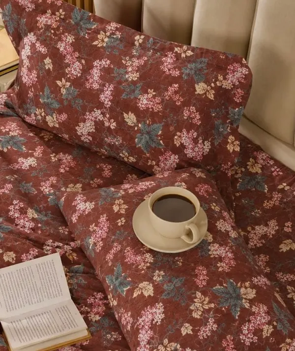 Brown_Floral_Print_Flat_Bedsheet