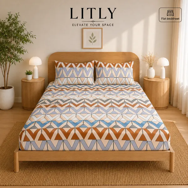 Multicolour_Geometric_Print_Flat_Bedsheet_With_Pillow_Covers