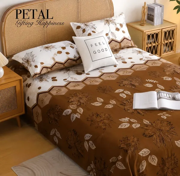 Brown_Floral_Print_Bed_Sheet_Set