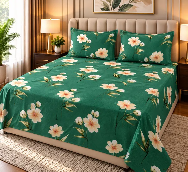 220_TC_Cotton_Blend_Bedsheet_|_Double_Size_Flat_Bedsheet_|_2_Pillow_Covers