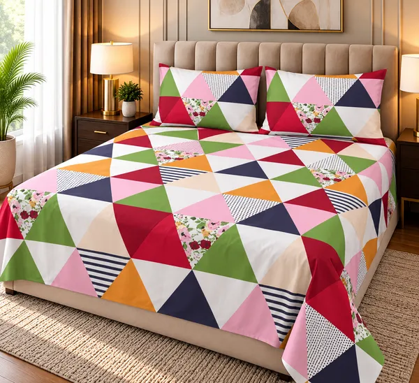 220_TC_Cotton_Blend_Bedsheet_|_Double_Size_Flat_Bedsheet_|_2_Pillow_Covers