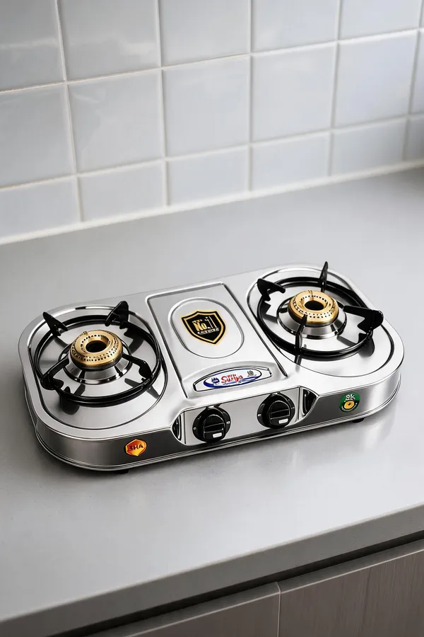 2_Burner_Gas_Stove_Silver_&_Black_Duo