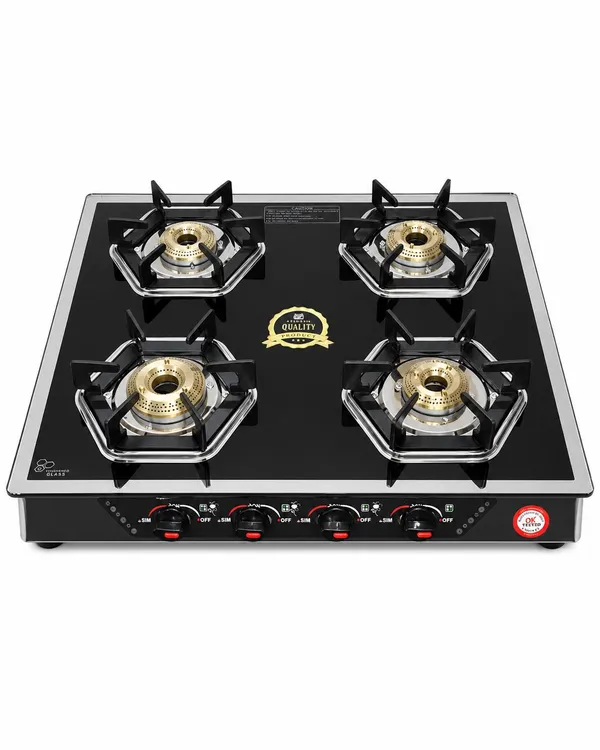 Shiv_Surya_4_Burner_Gas_Stove_|_High_Power_Premium_Indian_Brass_Burner_|_Manual_Ignition_Cooktop_|_Isi_Certified_Toughened_Glass_Gas_Stove_|
