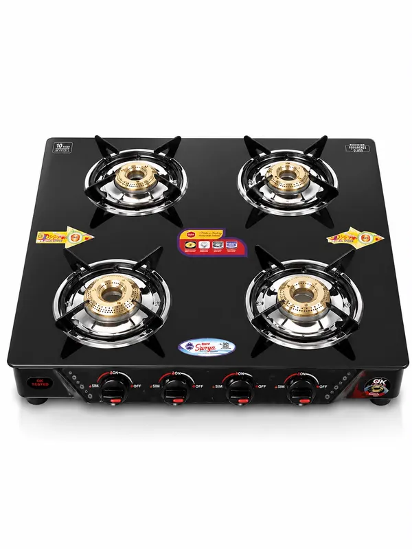 Shiv_Surya_4_Burner_Gas_Stove_|_High_Power_Premium_Indian_Brass_Burner_|_Manual_Ignition_Cooktop_|_Isi_Certified_Toughened_Glass_Gas_Stove_|