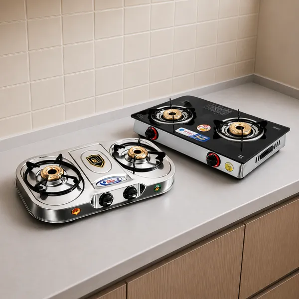 2_Burner_Gas_Stove_Silver_&_Black_Duo