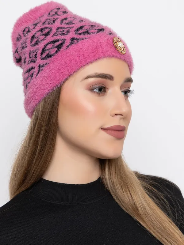 Women_Woolen_Beanie_Cap_With_Fur_Lining