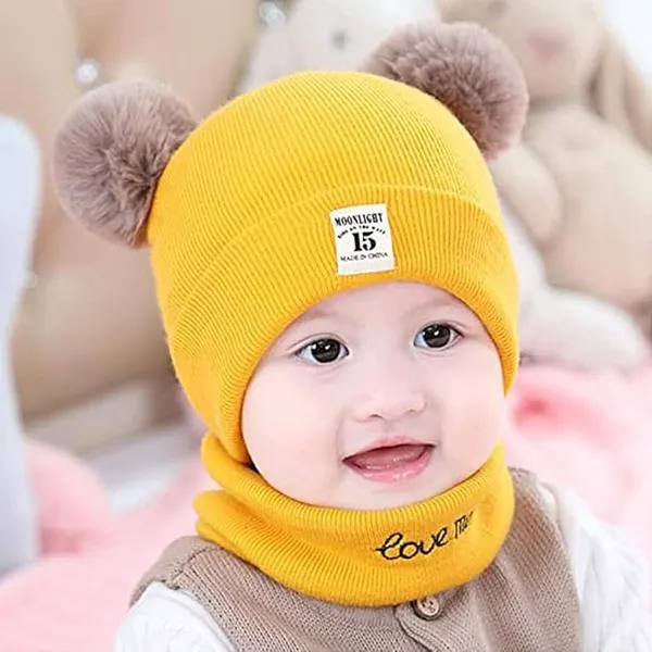 Kids_Winter_Fleece_Beanie_Cap_With_Neck_Scarf_Set