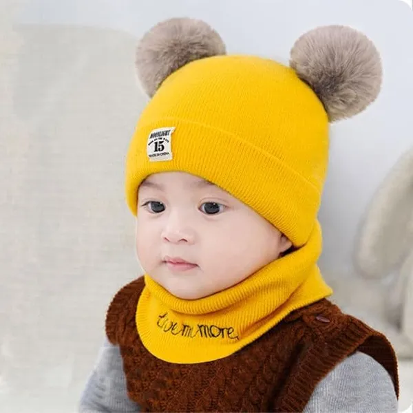 Kids_Winter_Fleece_Beanie_Cap_With_Neck_Scarf_Set