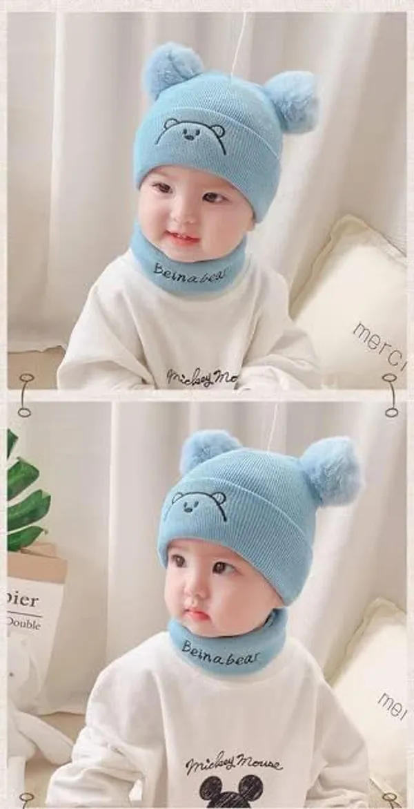 Kids_Winter_Fleece_Beanie_Cap_With_Neck_Scarf_Set