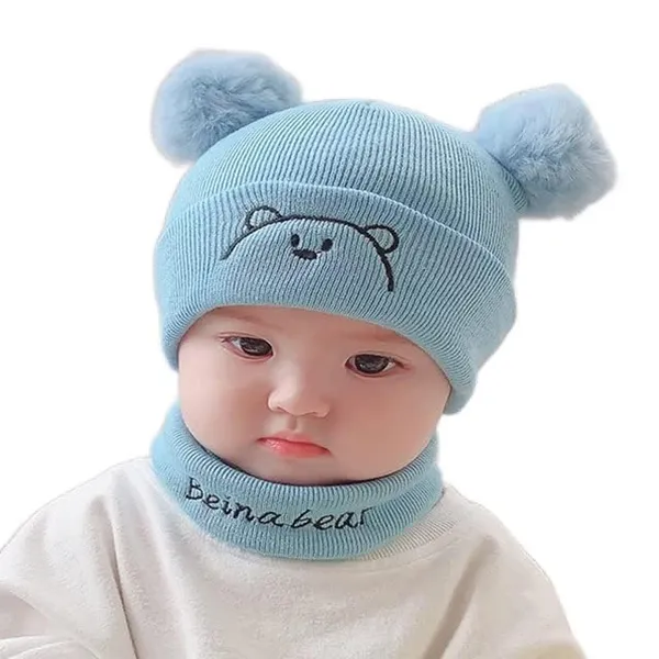 Kids_Winter_Fleece_Beanie_Cap_With_Neck_Scarf_Set