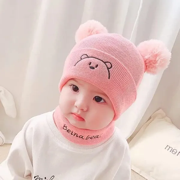 Kids_Winter_Fleece_Beanie_Cap_With_Neck_Scarf_Set
