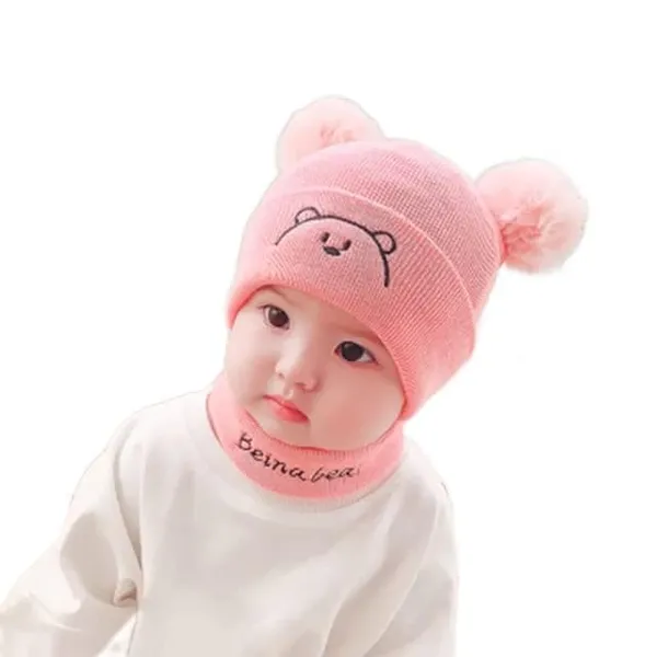 Kids_Winter_Fleece_Beanie_Cap_With_Neck_Scarf_Set