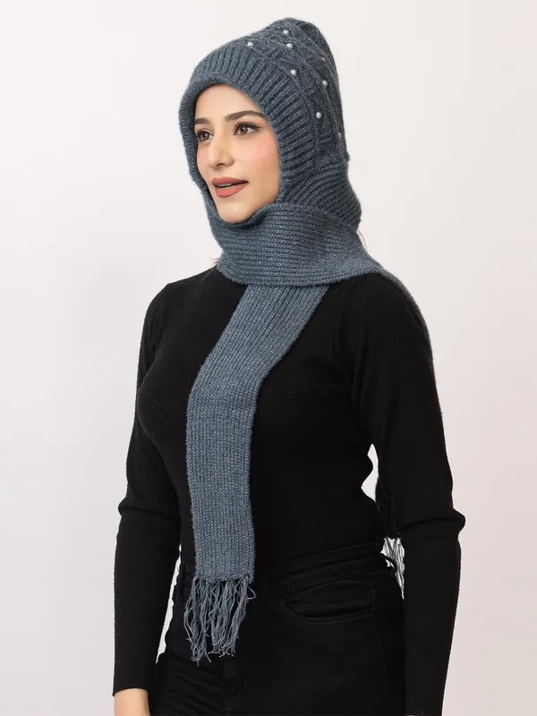 Women_S_Knitted_Beanie_Cap_With_Attached_Scarf