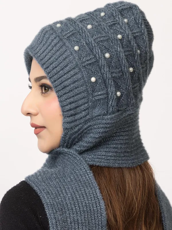 Women_S_Knitted_Beanie_Cap_With_Attached_Scarf