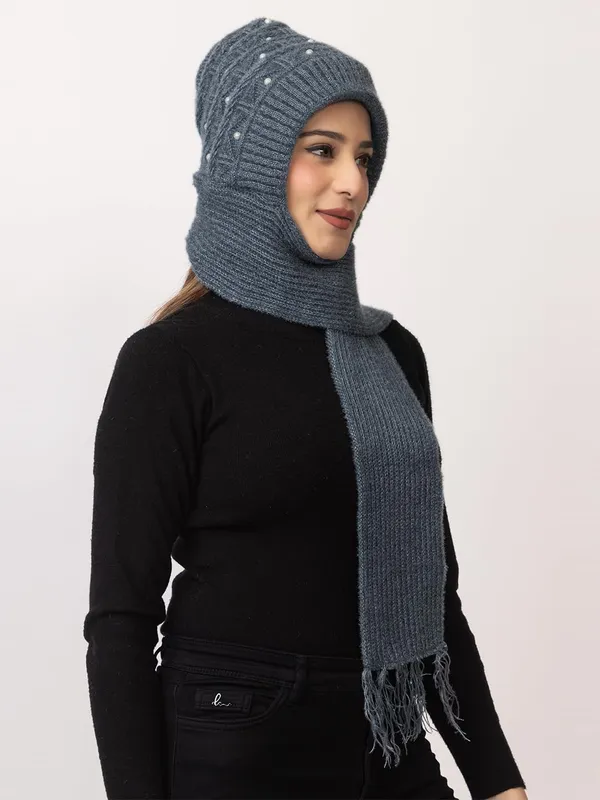 Women_S_Knitted_Beanie_Cap_With_Attached_Scarf