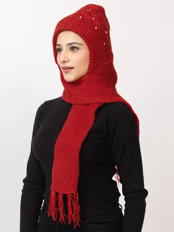 Women_S_Knitted_Beanie_Cap_With_Attached_Scarf