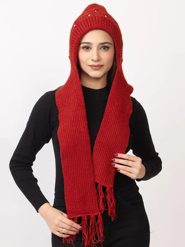 Women_S_Knitted_Beanie_Cap_With_Attached_Scarf