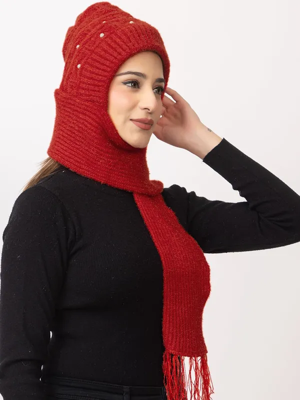 Women_S_Knitted_Beanie_Cap_With_Attached_Scarf