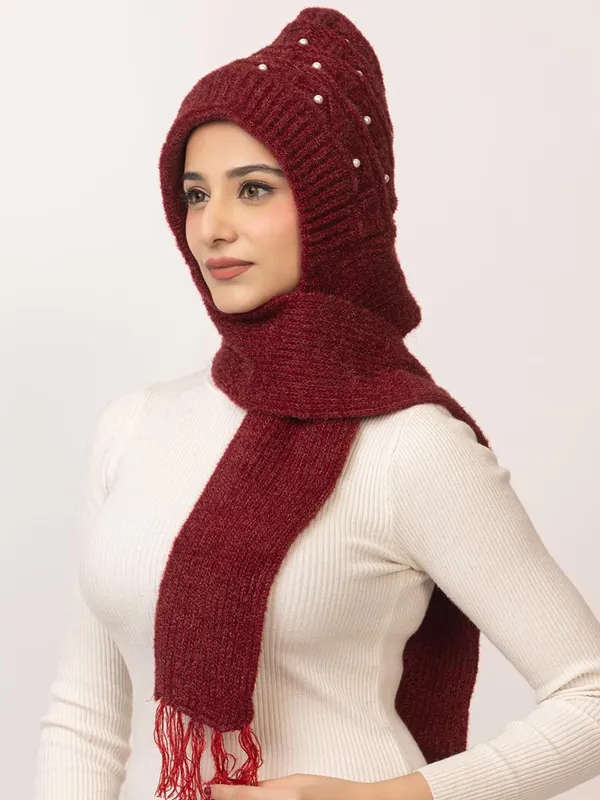 Women_S_Knitted_Beanie_Cap_With_Attached_Scarf