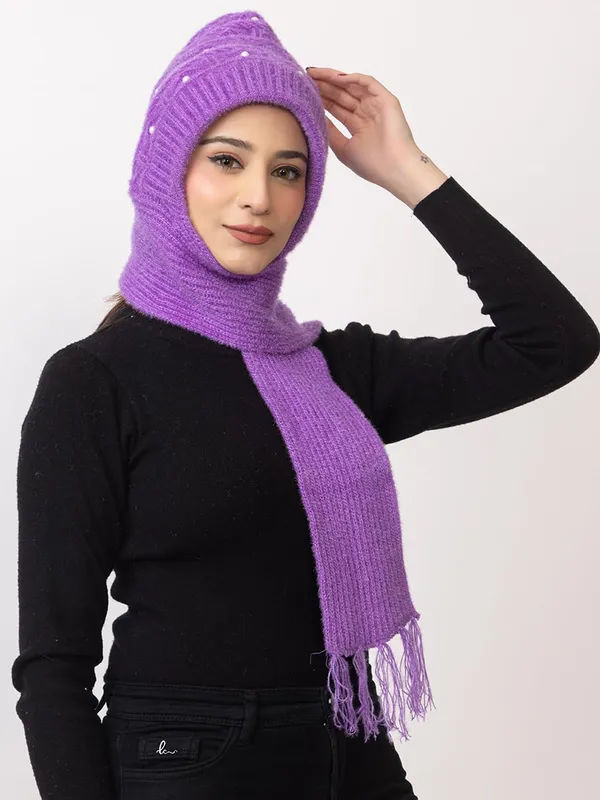 Women_S_Knitted_Beanie_Cap_With_Attached_Scarf